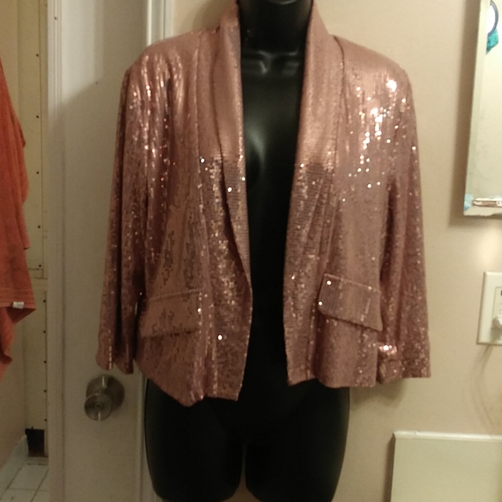 Cute Gold Sequined Evening Jacket